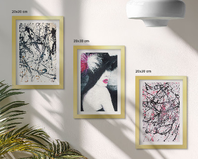 Triptych v ráme Abstraktné vzory farieb žena v klobúku