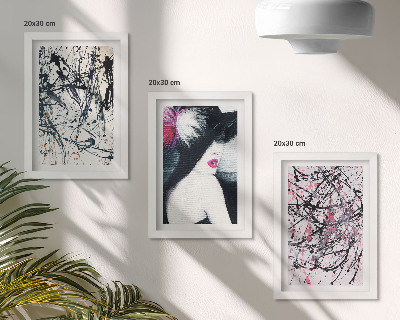 Triptych v ráme Abstraktné vzory farieb žena v klobúku