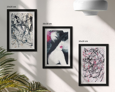Triptych v ráme Abstraktné vzory farieb žena v klobúku