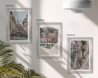 Triptych v ráme Očarujúce mestské ulice s výhľadom na prístav a budovy