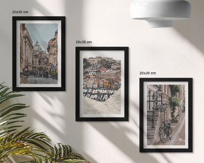 Triptych v ráme Očarujúce mestské ulice s výhľadom na prístav a budovy