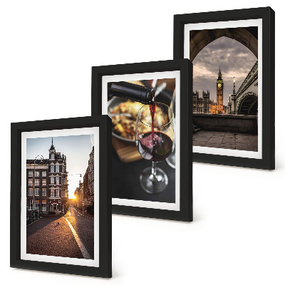 Triptych v ráme Sada obrázkov s mestom, jedlom a výhľadom na Londýn