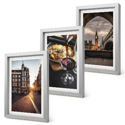 Triptych v ráme Sada obrázkov s mestom, jedlom a výhľadom na Londýn