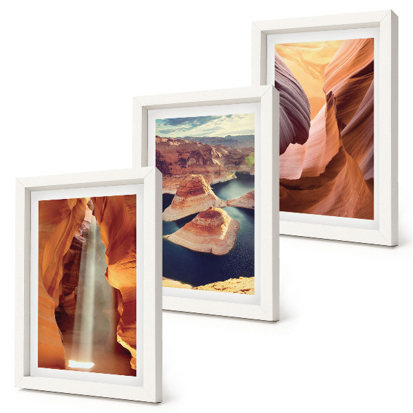 Triptych v ráme Vodopád v rokline skalné útvary v kaňone