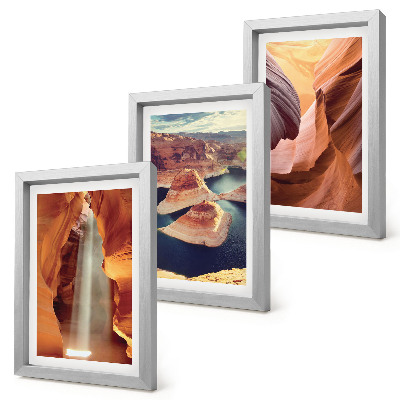 Triptych v ráme Vodopád v rokline skalné útvary v kaňone