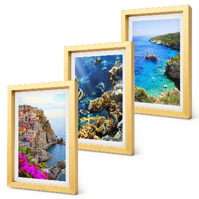 Triptych v ráme Výhľady na more s farebnými domami a koralovým útesom