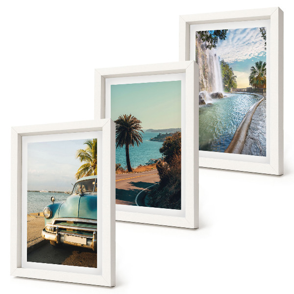 Triptych v ráme Prázdninové krajiny s palmami a vodopádom