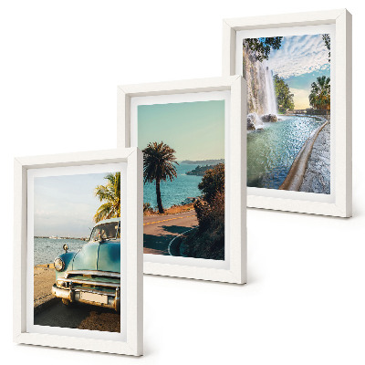 Triptych v ráme Prázdninové krajiny s palmami a vodopádom
