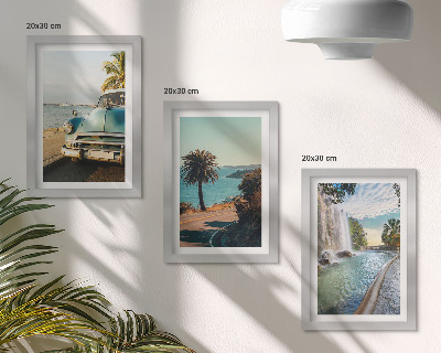 Triptych v ráme Prázdninové krajiny s palmami a vodopádom