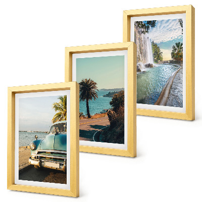 Triptych v ráme Prázdninové krajiny s palmami a vodopádom