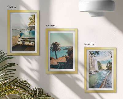 Triptych v ráme Prázdninové krajiny s palmami a vodopádom