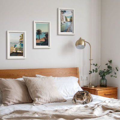 Triptych v ráme Prázdninové krajiny s palmami a vodopádom