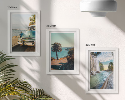 Triptych v ráme Prázdninové krajiny s palmami a vodopádom