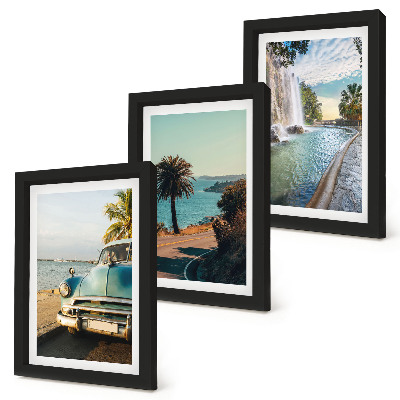 Triptych v ráme Prázdninové krajiny s palmami a vodopádom