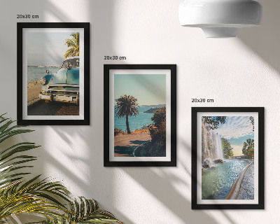 Triptych v ráme Prázdninové krajiny s palmami a vodopádom