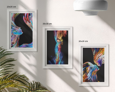 Triptych v ráme Farebné abstrakcie s tvárami a dynamickými tvarmi
