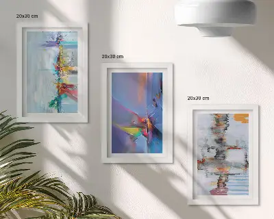 Abstraktná kompozícia triptych v ráme