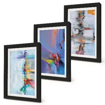 Abstraktná kompozícia triptych v ráme