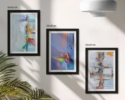 Abstraktná kompozícia triptych v ráme