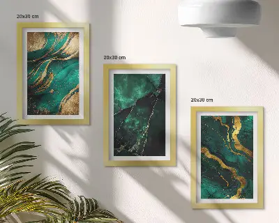 Elegantné abstraktné kamenné vzory triptych v ráme