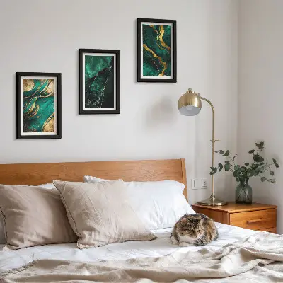 Elegantné abstraktné kamenné vzory triptych v ráme