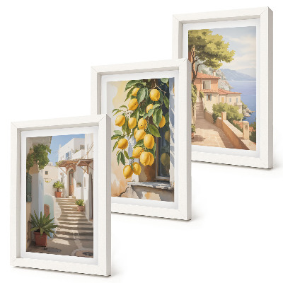Triptych v ráme Očarujúce uličky s citrónmi a výhľadom na more