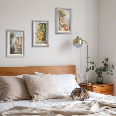 Triptych v ráme Očarujúce uličky s citrónmi a výhľadom na more