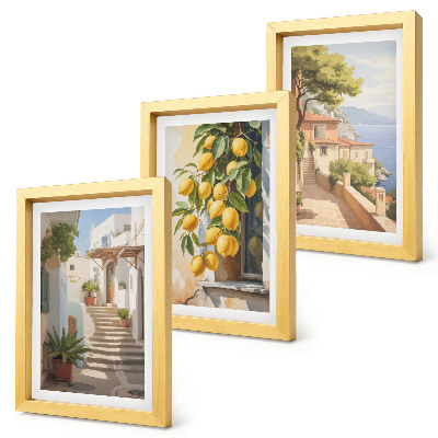 Triptych v ráme Očarujúce uličky s citrónmi a výhľadom na more