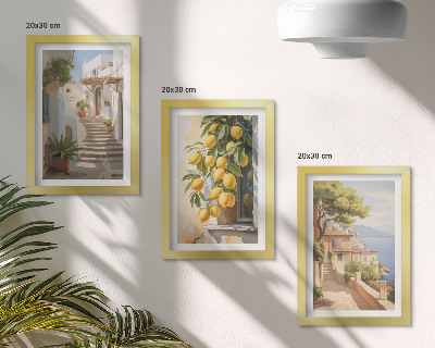 Triptych v ráme Očarujúce uličky s citrónmi a výhľadom na more