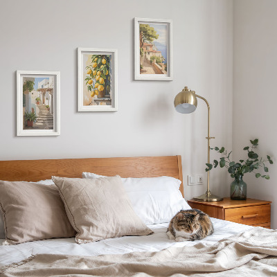 Triptych v ráme Očarujúce uličky s citrónmi a výhľadom na more