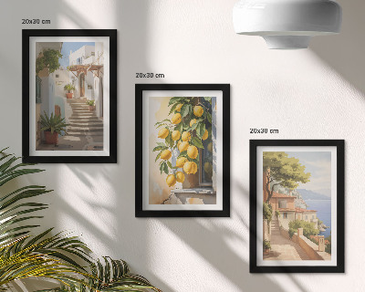 Triptych v ráme Očarujúce uličky s citrónmi a výhľadom na more