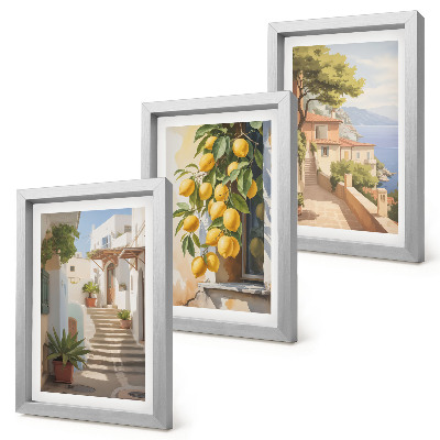 Triptych v ráme Očarujúce uličky s citrónmi a výhľadom na more