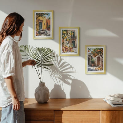 Triptych v ráme Citrusové plody v slnečnom záhradnom prostredí