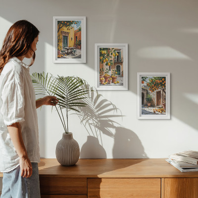 Triptych v ráme Citrusové plody v slnečnom záhradnom prostredí
