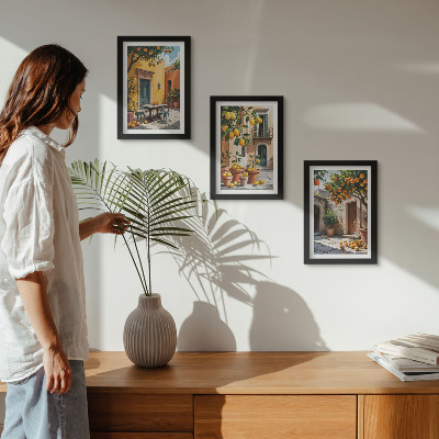 Triptych v ráme Citrusové plody v slnečnom záhradnom prostredí
