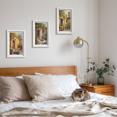 Triptych v ráme Citrusové plody na slnečnom nádvorí s rastlinami