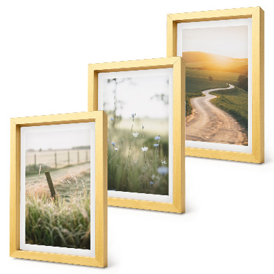 Triptych v ráme Krajina s lúkou, cestou a západom slnka