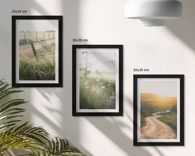 Triptych v ráme Krajina s lúkou, cestou a západom slnka