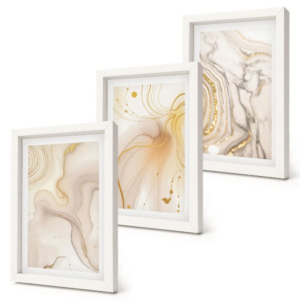 Triptych v ráme Jemné abstraktné vzory rozliatej farby