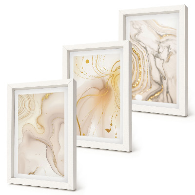 Triptych v ráme Jemné abstraktné vzory rozliatej farby
