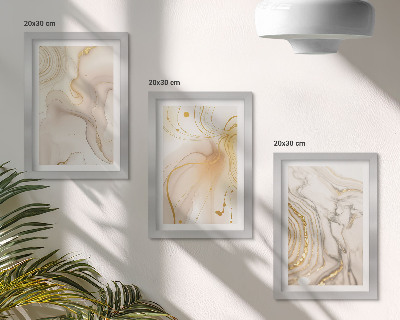 Triptych v ráme Jemné abstraktné vzory rozliatej farby