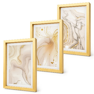 Triptych v ráme Jemné abstraktné vzory rozliatej farby