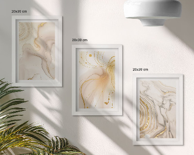 Triptych v ráme Jemné abstraktné vzory rozliatej farby