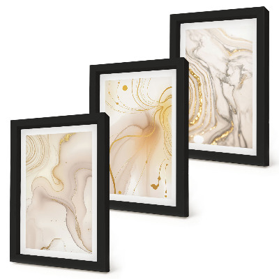 Triptych v ráme Jemné abstraktné vzory rozliatej farby
