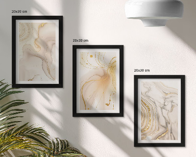 Triptych v ráme Jemné abstraktné vzory rozliatej farby