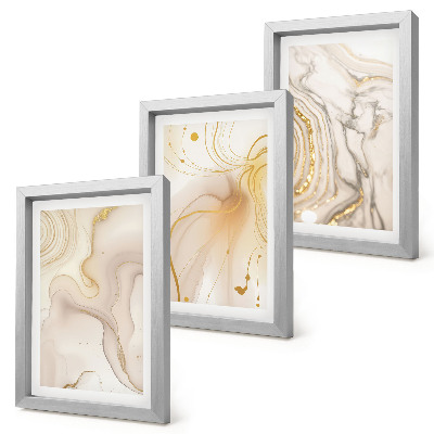 Triptych v ráme Jemné abstraktné vzory rozliatej farby