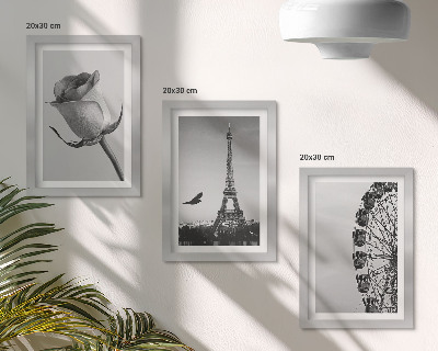 Triptych v ráme Ružová Eiffelova veža a ruské koleso v monochromatickom štýle