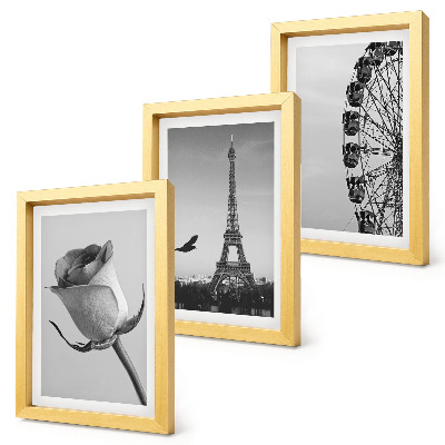 Triptych v ráme Ružová Eiffelova veža a ruské koleso v monochromatickom štýle
