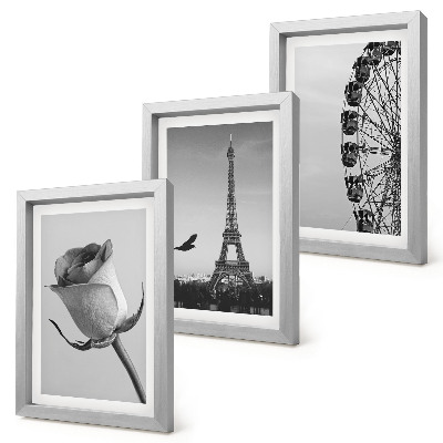Triptych v ráme Ružová Eiffelova veža a ruské koleso v monochromatickom štýle