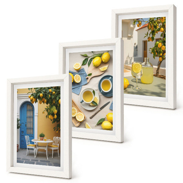 Triptych v ráme Citróny limonáda modré dvere letné výhľady